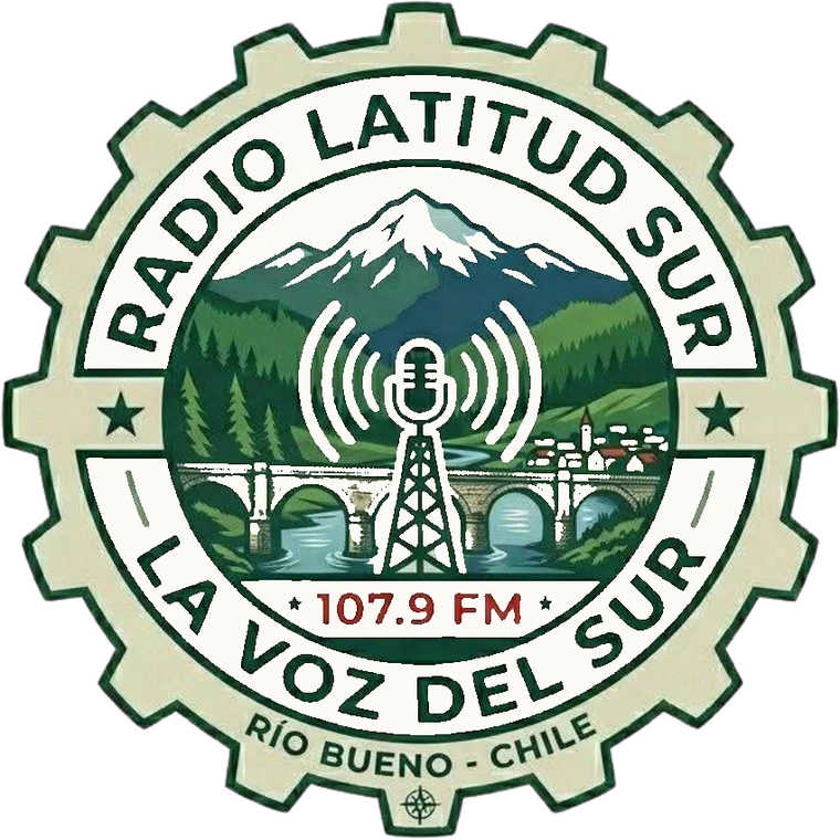 Logo de Radio Latitud Sur 107.9 FM, La voz del sur, Río Bueno, Chile